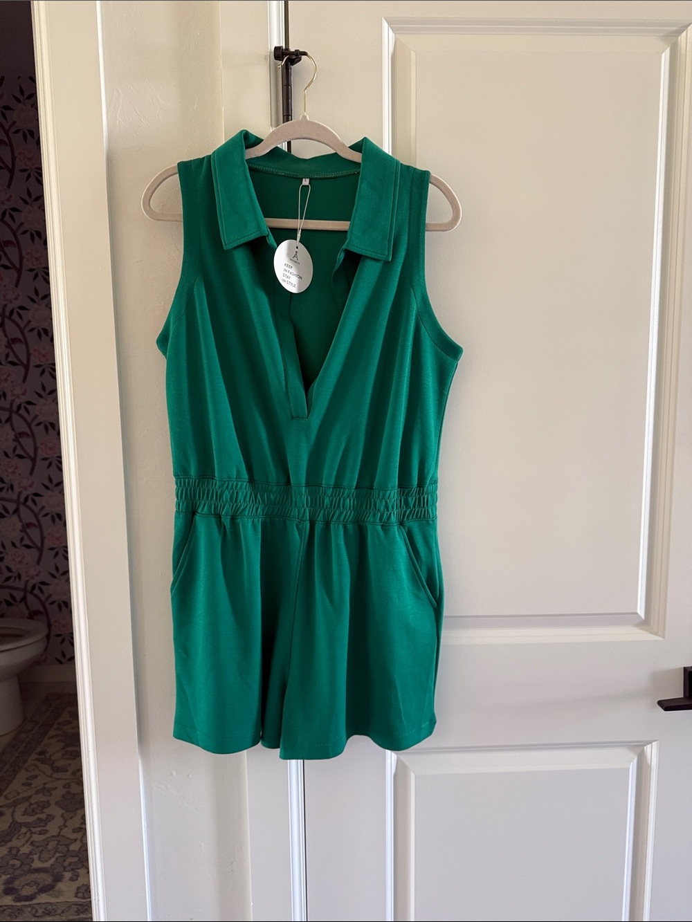 Sleeveless Green Collared Romper